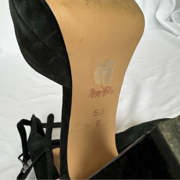 COACH Chrystie Suede Ankle Strap Block Heel Size 5.5 - Picture 7 of 8